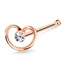 Stony Heart Shaped Silver Bone Nose Stud NSKD-735